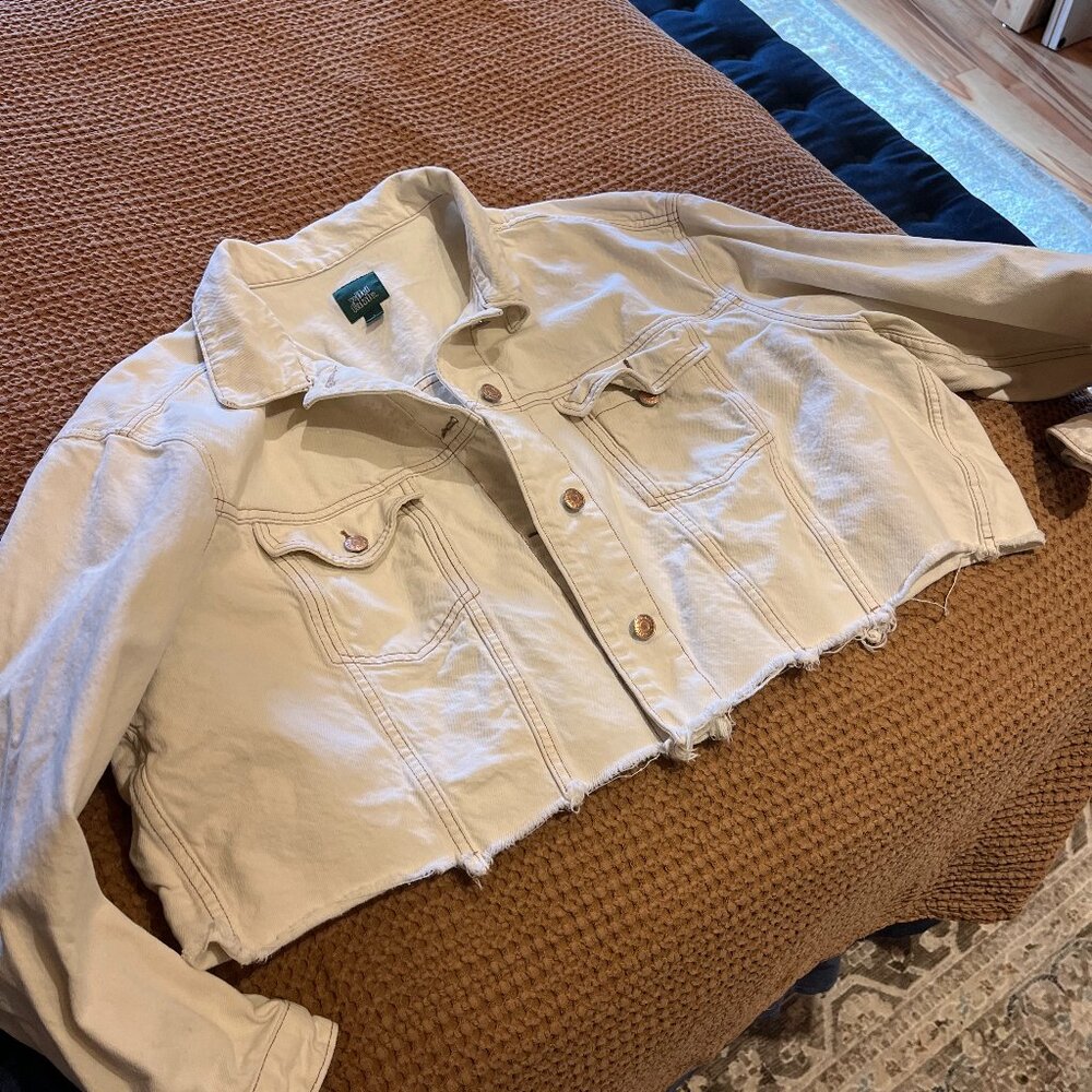Cropped White Jean Jacket